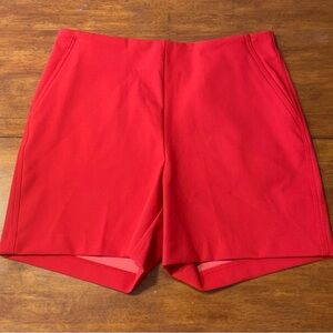 Rachel Zoe Red High-Waist Tailored Stretch Shorts